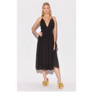 MEGHAN LA Enchanted Garden Midi Dress NEW Black Size XL $119